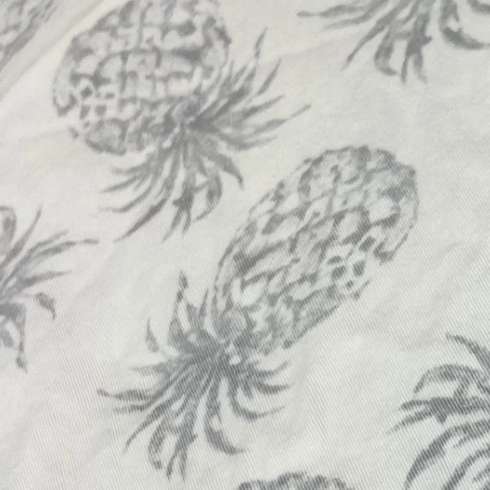 Tommy Bahama Home Pineapple Shower Curtain Gray White Tropical Cotton 70x66.5